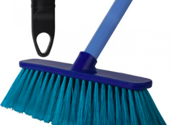 Broom with wooden pole