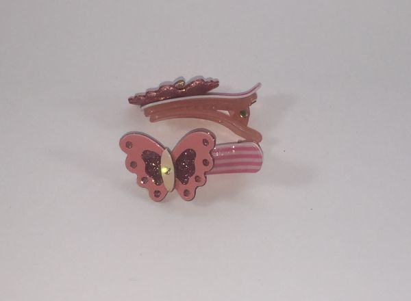 Patterned crocodile clip with butterfly
