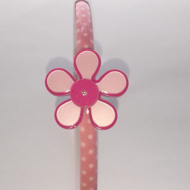 Polka dots patterned headband with flower shape