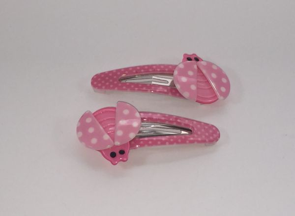 Patterned snap clip with ladybird