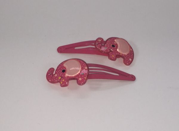 Patterned snap clip with elephant