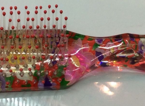 Hairbrush flower printed