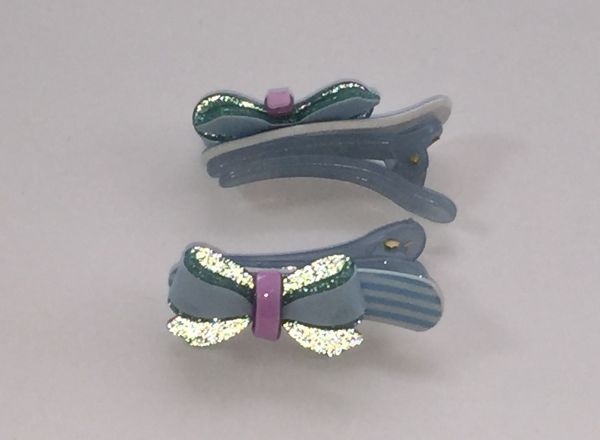 Crocodile clips with glittery bow