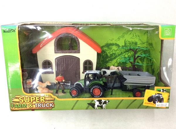 Farm truck with house and animals