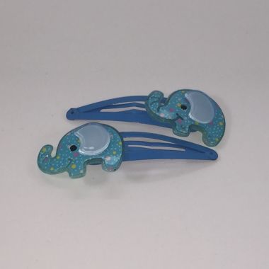 Patterned snap clip with elephant