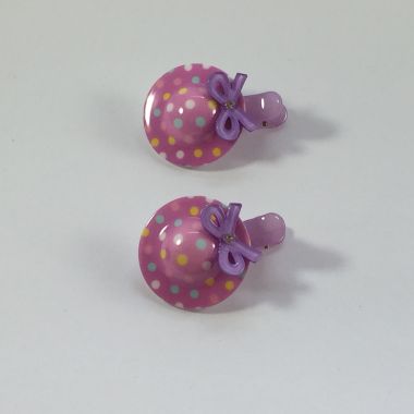Small crocodile clips with patterned hat