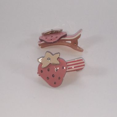 Patterned crocodile clips with strawberry