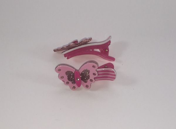Patterned crocodile clip with butterfly