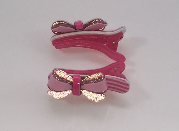 Crocodile clips with glittery bow