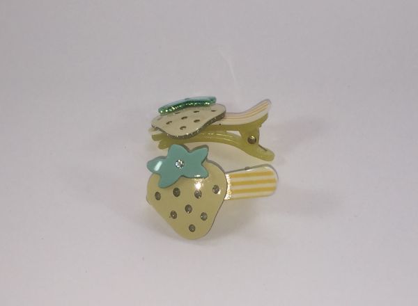 Patterned crocodile clips with strawberry