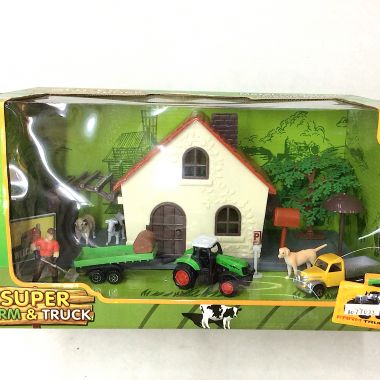 Farm truck with house and animals