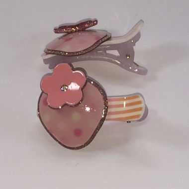 Crocodile clips with patterned strawberry