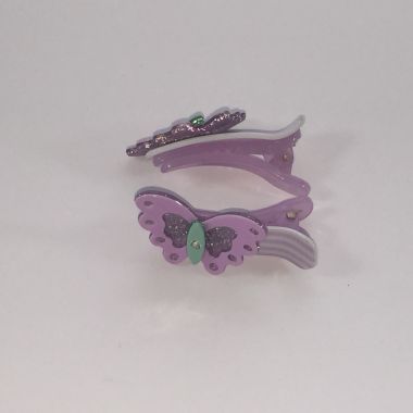 Patterned crocodile clip with butterfly