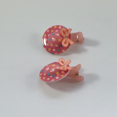 Small crocodile clips with patterned hat