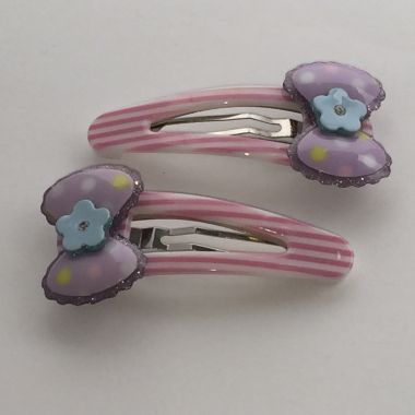 Patterned kids snap clip with bow shape
