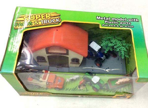 Farm trucks with house and animals