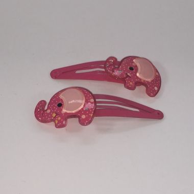 Patterned snap clip with elephant