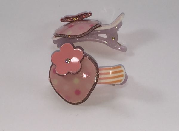 Crocodile clips with patterned strawberry