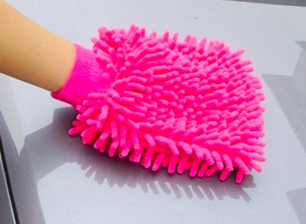 Microfiber mitten glove one side