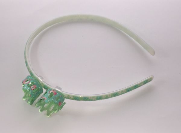 Patterned head band with 2pcs mini crown