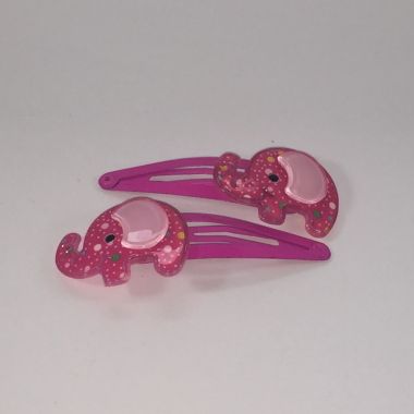 Patterned snap clip with elephant