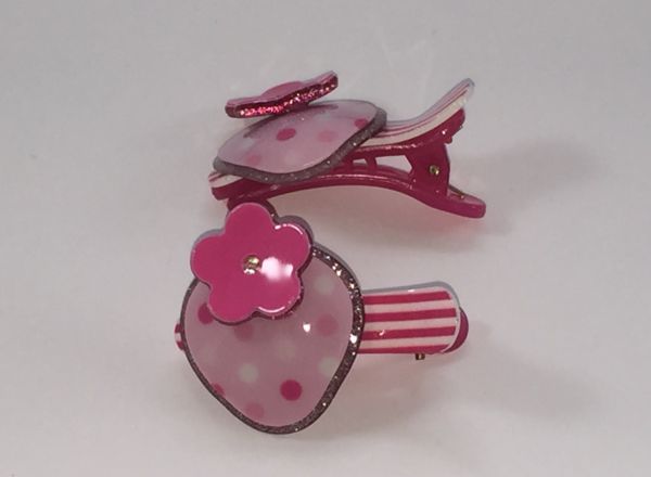 Crocodile clips with patterned strawberry