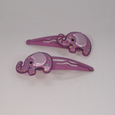 Patterned snap clip with elephant
