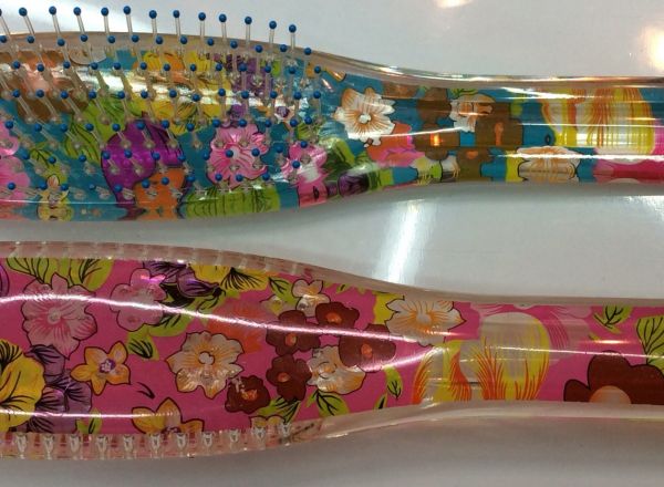 Hairbrush flower printed