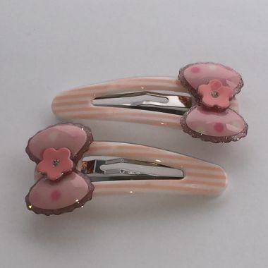Patterned kids snap clip with bow shape